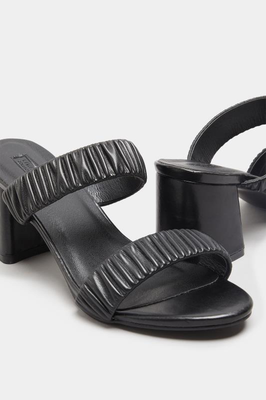 LIMITED COLLECTION Black Ruched Block Heeled Sandal In Extra Wide Fit | Yours Clothing 5