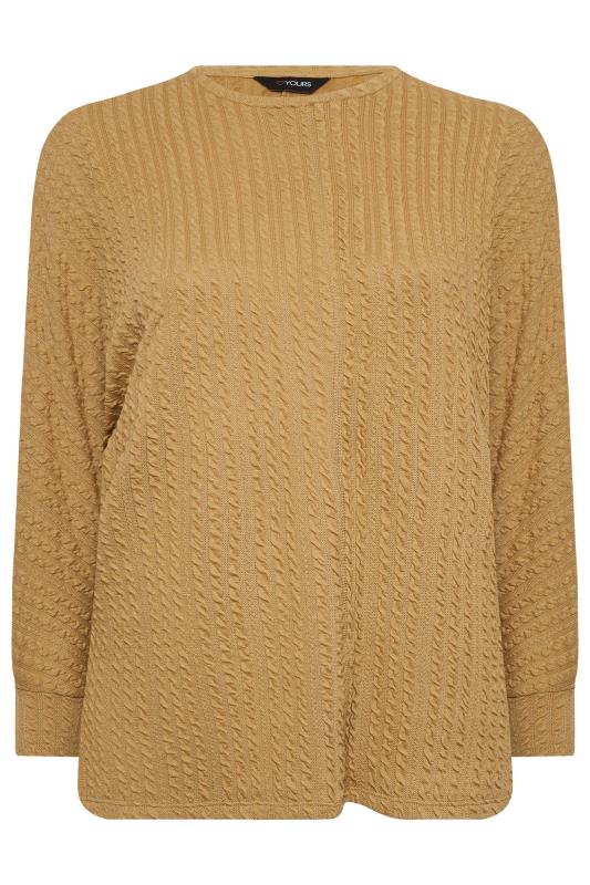 YOURS Plus Size Brown Jacquard Ribbed Top | Yours Clothing 6