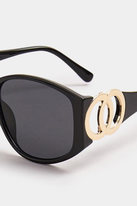 Black Circle Arm Detail Sunglasses | Yours Clothing 4