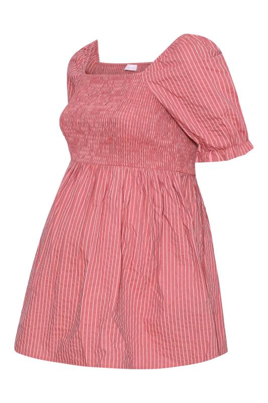 BUMP IT UP MATERNITY Curve Pink Stripe Shirred Square Neck Top 6