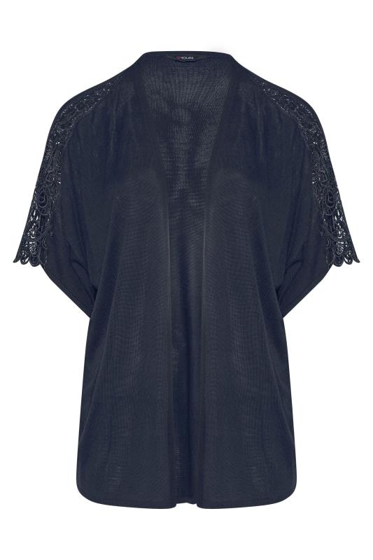 Plus Size Navy Blue Lace Sleeve Kimono Cardigan | Yours Clothing 5