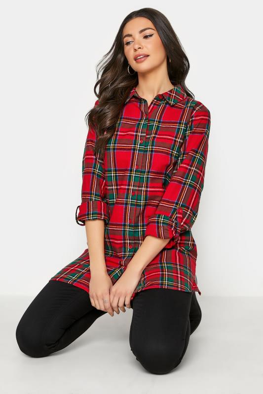 Tall  LTS Red Check Brushed Shirt
