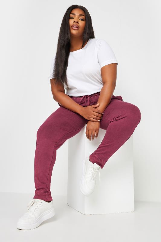 YOURS Plus Size Red Acid Wash Joggers | Yours Clothing 2