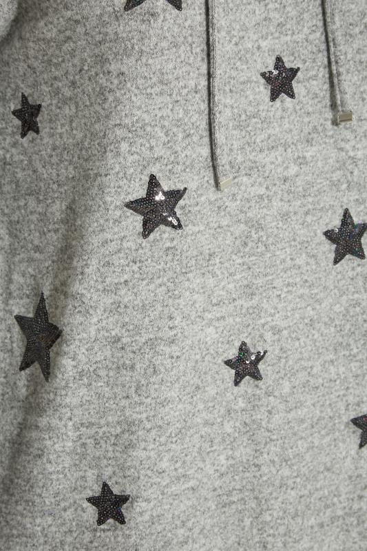 Curve Grey Sequin Star Soft Touch Hoodie 5