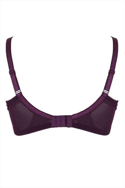 Dark Purple Lace Non Padded Underwired Bra Yours Clothing 0114