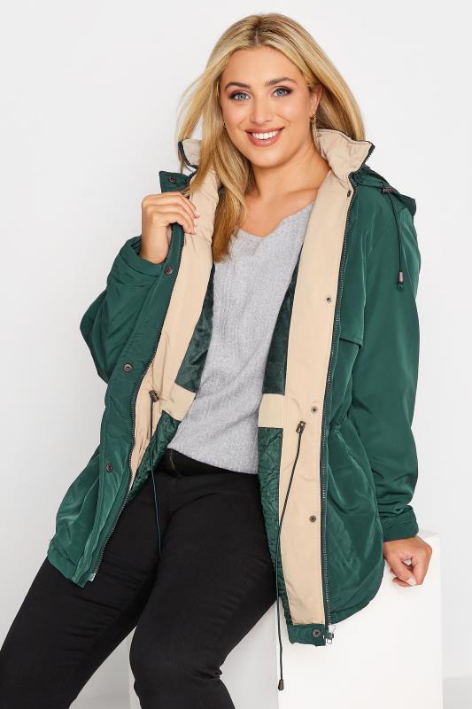  Grande Taille YOURS Curve Green Plush Parka Coat