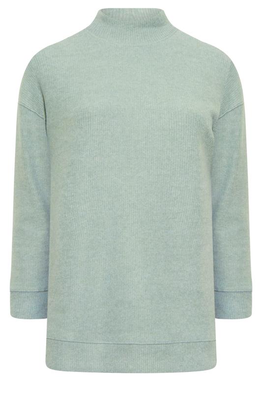 Plus Size Sage Green Soft Touch Longline Jumper | Yours Clothing 6
