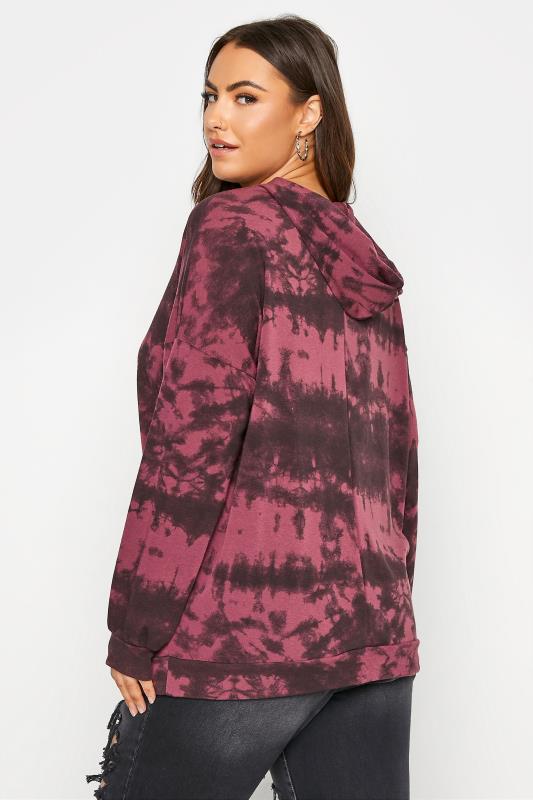 LIMITED COLLECTION Plus Size Berry Pink Tie Dye Astrology Print Hoodie | Yours Clothing 3