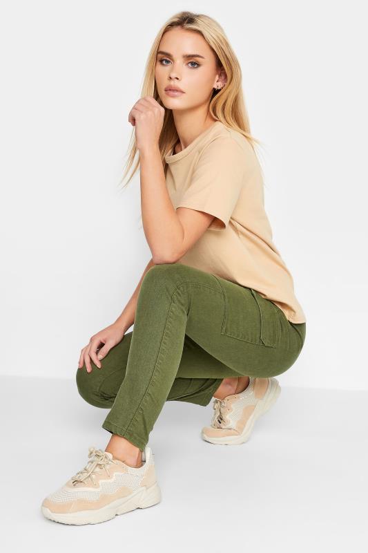 Petite Khaki Green Cargo Skinny Jeans | PixieGirl 4
