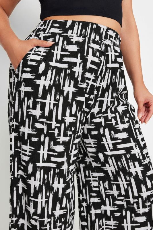 YOURS Plus Size Black Abstract Print Textured Wide Leg Trousers | Yours Clothing 4