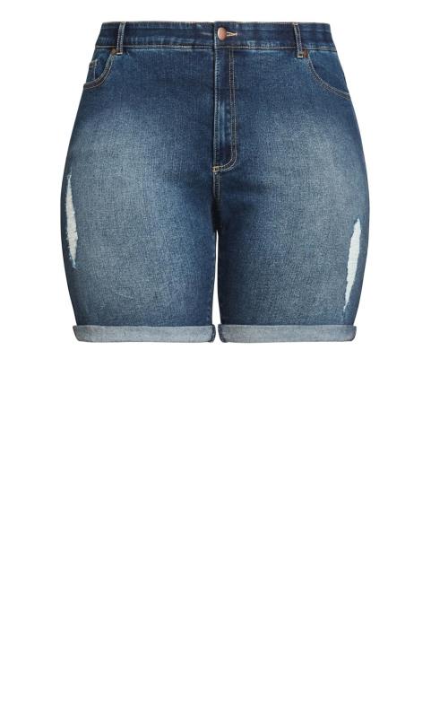Evans Mid Washed Blue Ripped Denim Shorts 5