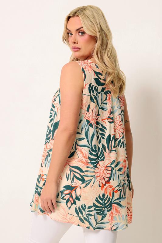 YOURS Plus Size Cream Tropical Cami Vest Top | Yours Clothing 2