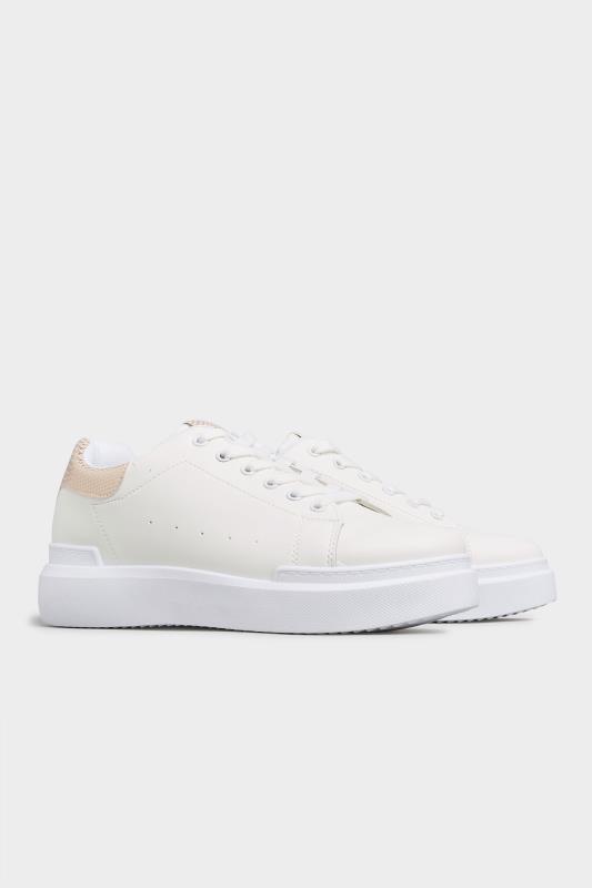 Tall  LIMITED COLLECTION White and Rose Gold Flatform Trainer In Wide Fit