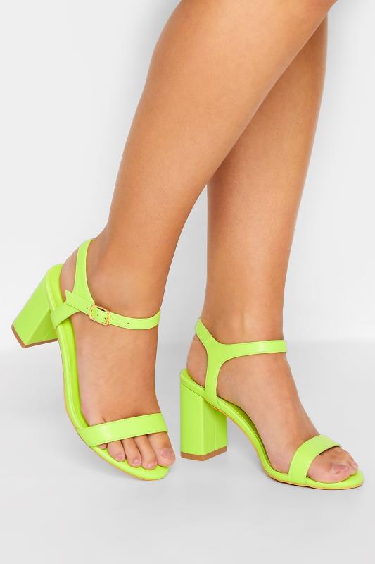 LIMITED COLLECTION Lime Green Block Heel Sandal In Wide E Fit & Extra Wide Fit | Yours Clothing 1