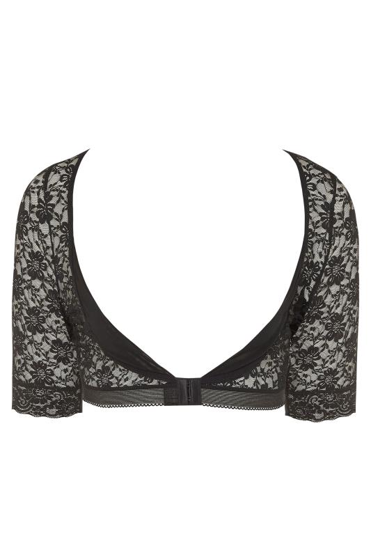 Black Lace Front Fastening Armwear Top | Yours Clothing 5