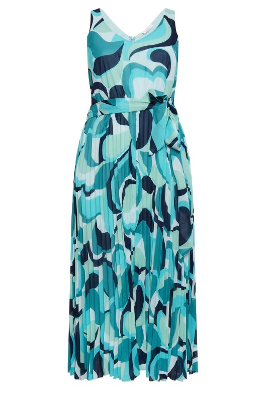 YOURS LONDON Plus Size Blue Abstract Print Pleated Maxi Dress | Yours Clothing 6