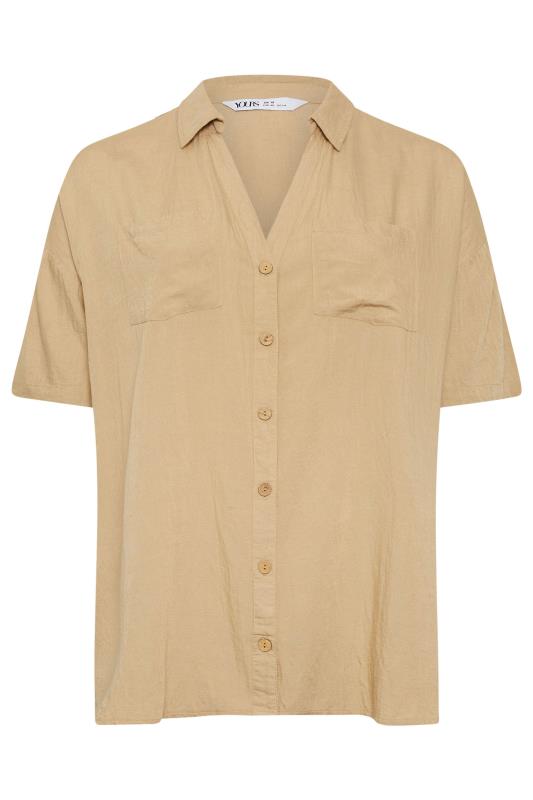 YOURS Plus Size Natural Brown Utility Linen Shirt | Yours Clothing 6