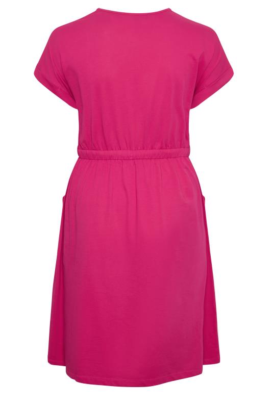 YOURS Plus Size Pink Tie Waist Mini Dress | Yours Clothing  8