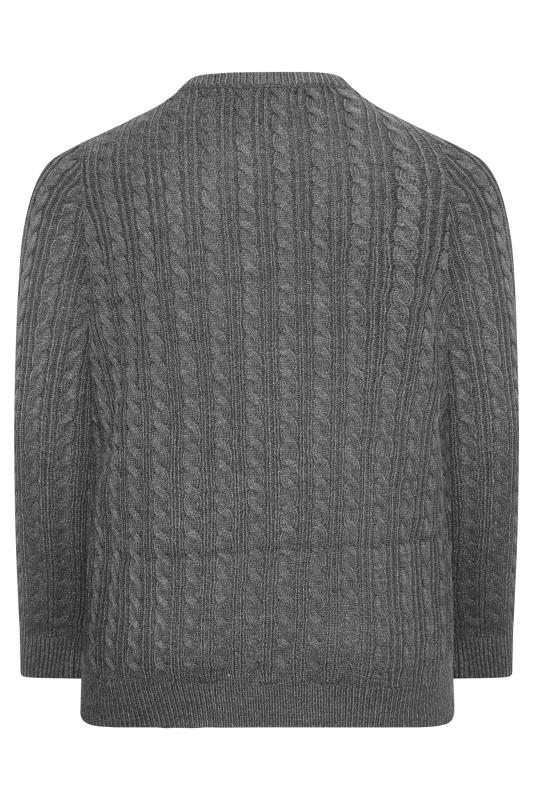 BadRhino Big & Tall Charcoal Grey Essential Cable Knitted Jumper 4