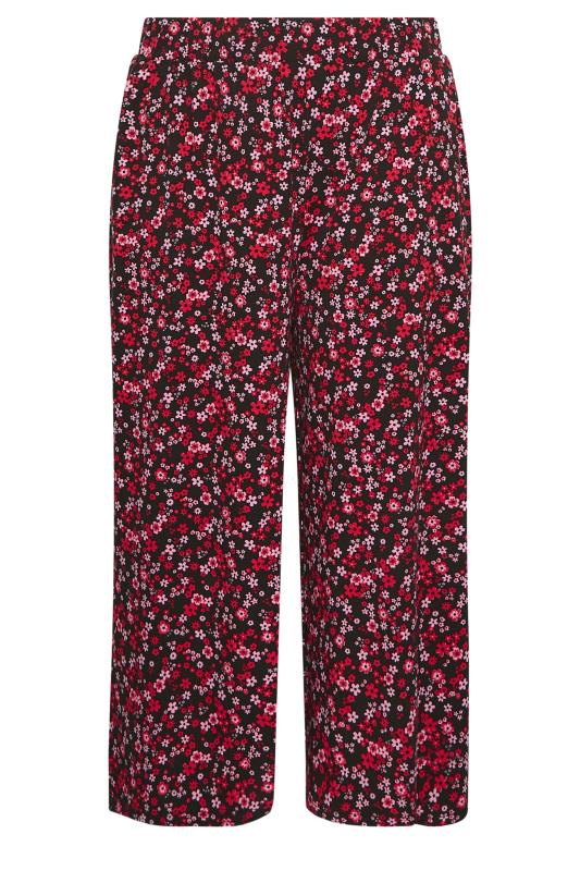 YOURS Plus Size Curve Red Floral Midaxi Culottes | Yours Clothing  4