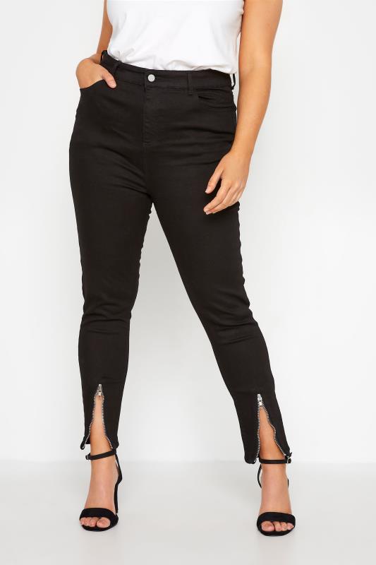 Curve Black Zip Front Skinny AVA Jeans 1