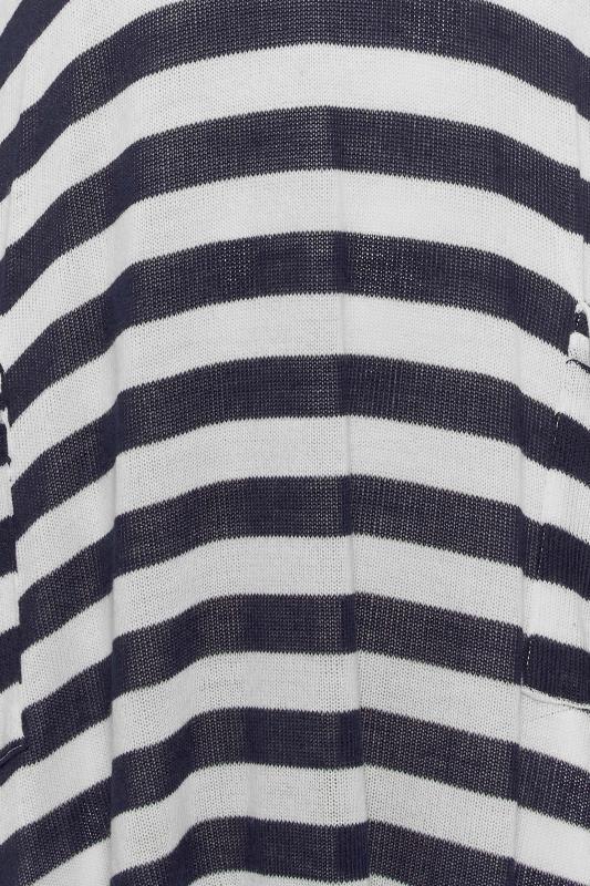 Curve Plus Size Navy Blue & White Stripey Hanky Hem Knit Top | Yours Clothing  5
