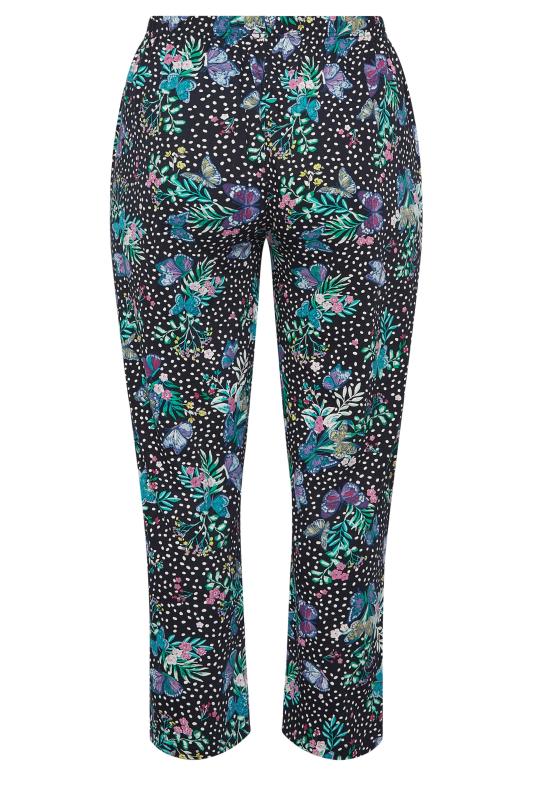 YOURS Curve Navy Blue Butterfly Mixed Print Pyjama Bottoms | Yours Clothing  7