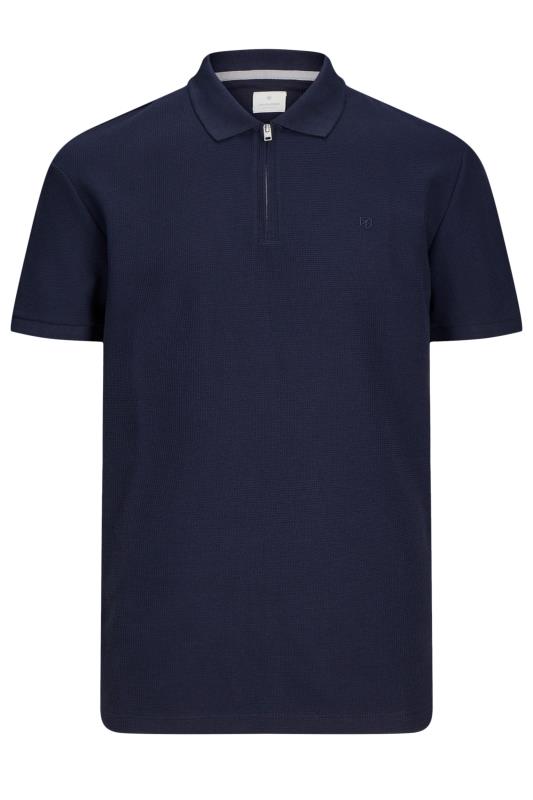 JACK & JONES Big & Tall Blue Half Zip Short Sleeve Polo Shirt | BadRhino 1
