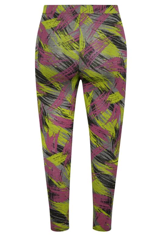 YOURS ACTIVE Plus Size Green & Pink Slash Print Leggings | Yours Clothing 5