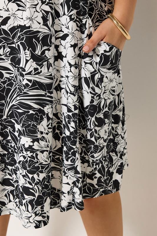 YOURS Plus Size Black Floral Drape Pocket Dress | Yours Clothing 4