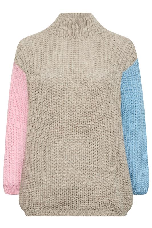 YOURS LUXURY Plus Size Pink & Blue Colour Block Sleeve Jumper | Yours Clothing 7