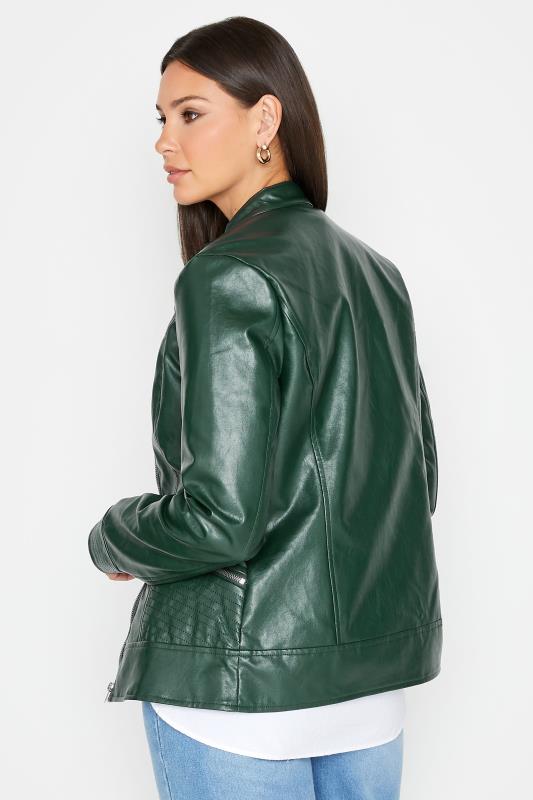 LTS Tall Forest Green Leather Funnel Neck Jacket | Long Tall Sally  4