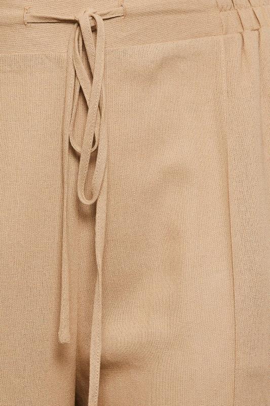 YOURS Curve Plus Size Beige Brown Wide Leg Linen Look Trousers | Yours Clothing  4