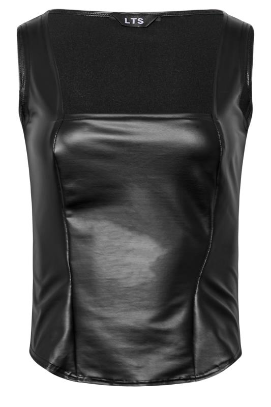 LTS Tall Black Faux Leather Corset Top 5