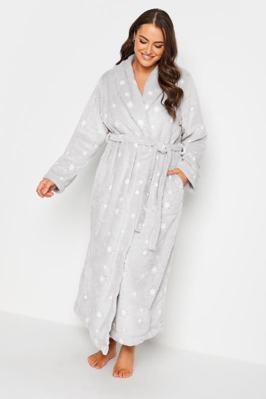  Grande Taille YOURS Curve Grey Star Print Shawl Maxi Dressing Gown