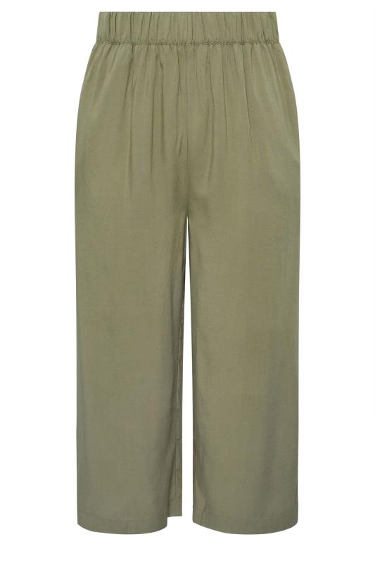 YOURS Plus Size Khaki Green Cropped Trousers | Yours Clothing 5