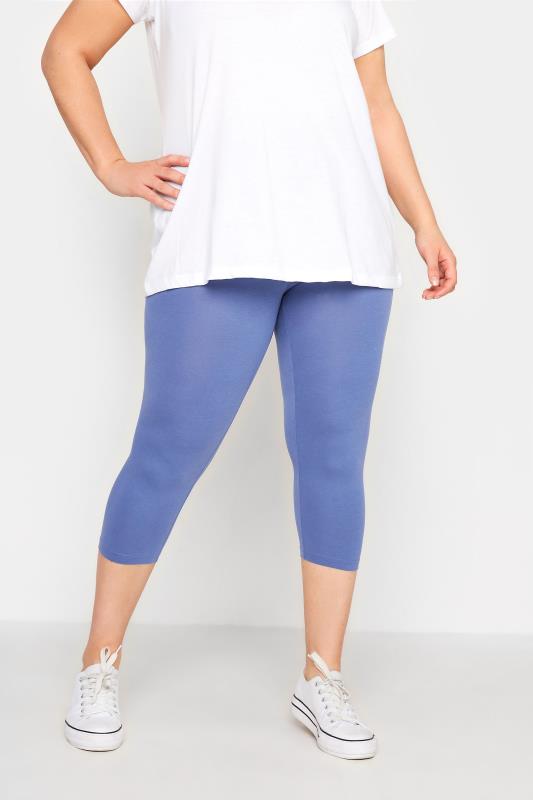 YOURS FOR GOOD 2 PACK Plus Size Blue Tie Dye Cropped Leggings | Yours Clothing 5