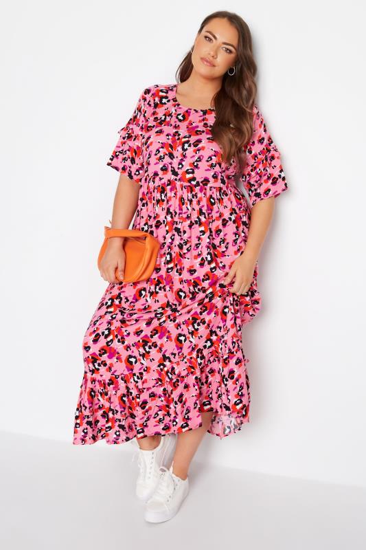 Curve Pink Leopard Print Maxi Dress 2