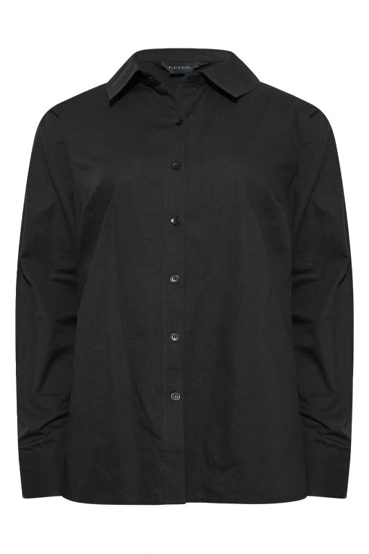 Petite Black Fitted Cotton Shirt | PixieGirl 6