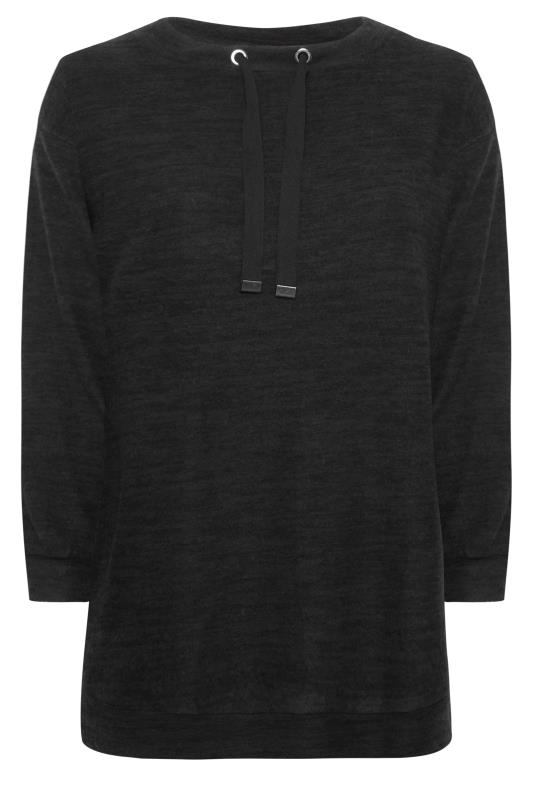 YOURS Plus Size Black Soft Touch Drawstring Sweatshirt | Yours Clothing 6