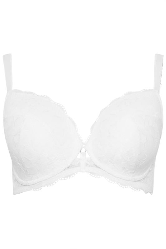 YOURS Plus Size White Lace Padded Plunge Bra | Yours Clothing