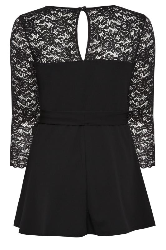 YOURS LONDON Curve Plus Size Black Lace Sweetheart Peplum Top | Yours Clothing  7