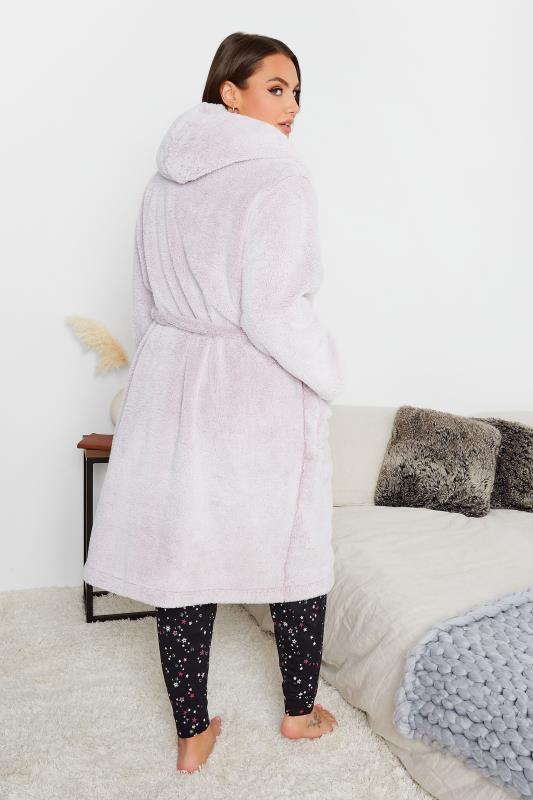 Plus Size Pink Contrast Hooded Dressing Gown | Yours Clothing 4