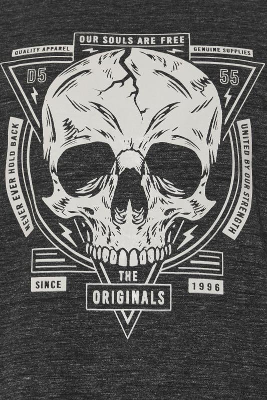 D555 Big & Tall Black Skull Print T-shirt | BadRhino 3