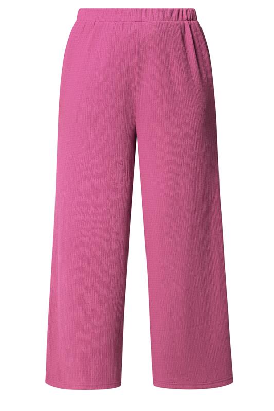 YOURS Plus Size Pink Textured Wide Leg Trousers | Yours Clothing 5