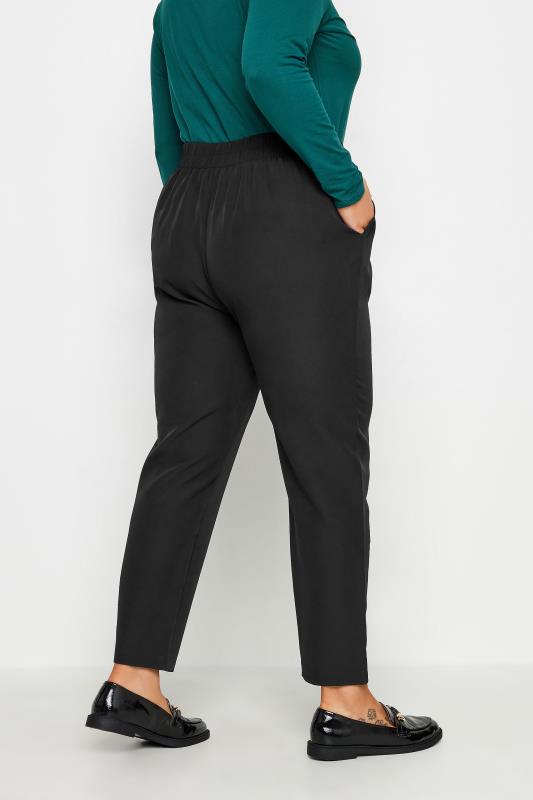 YOURS Plus Size Black Darted Waist Tapered Trousers | Yours Clothing 3