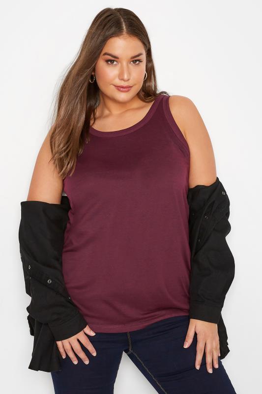 Plus Size  YOURS Curve Berry Red Marl Vest Top