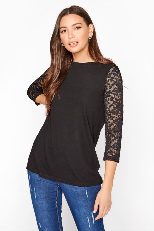 LTS Black Lace Sleeve Top | Long Tall Sally