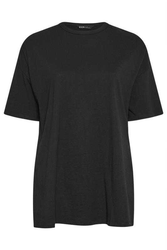 YOURS Plus Size Black Side Split Oversized T-Shirt | Yours Clothing 5