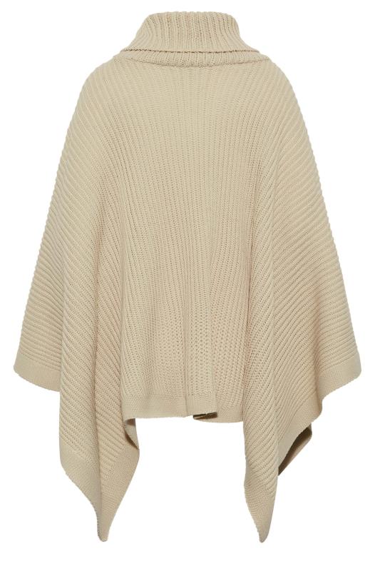 LTS Tall Women's Beige Brown Roll Neck Knitted Poncho | Long Tall Sally  7